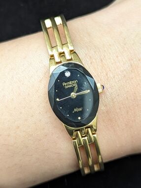 Armitron Gold-Tone Women's Bracelet Watch with Black Dial